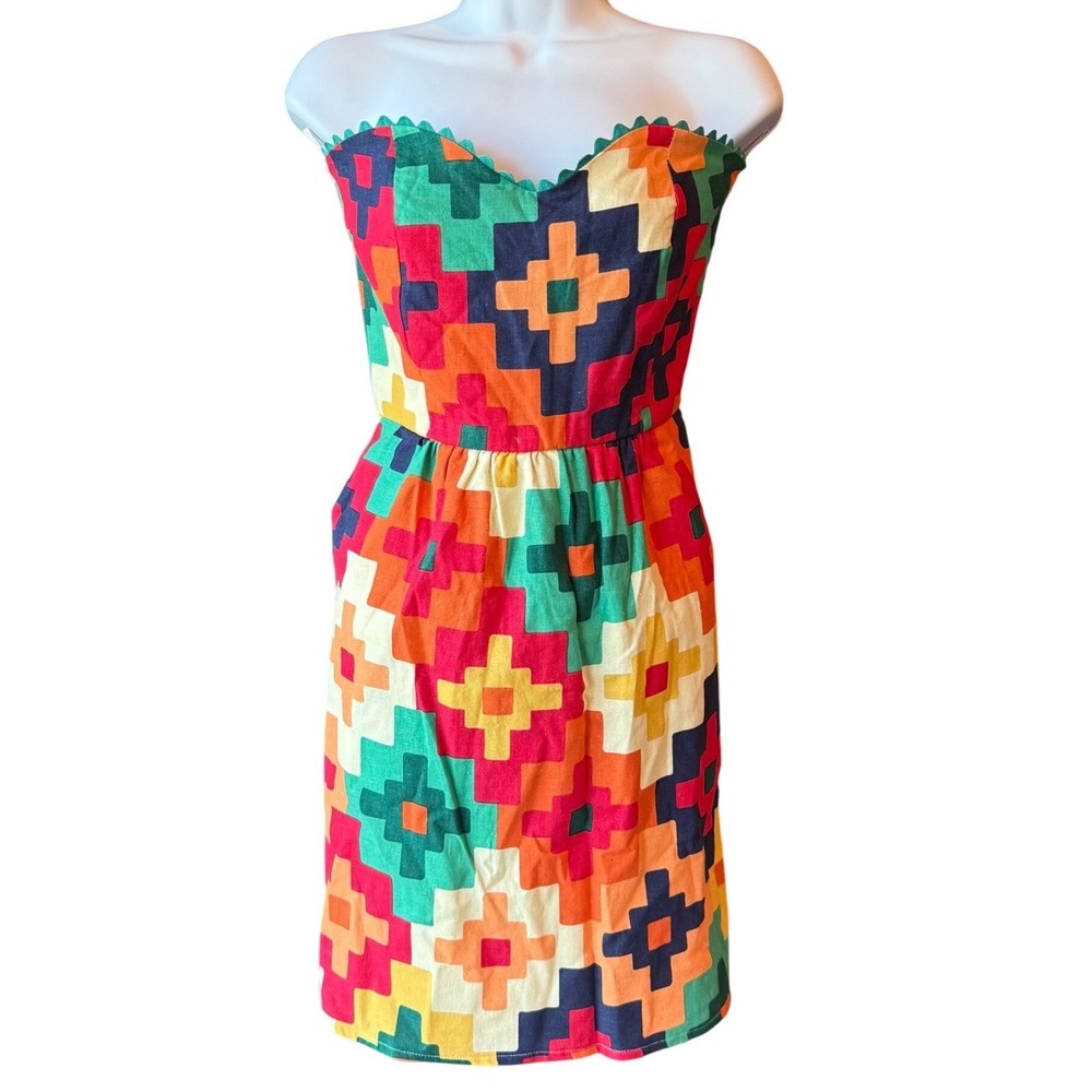 Judith March Mexican Etches Strapless Dress Women's Size Medium NEW Made In USA